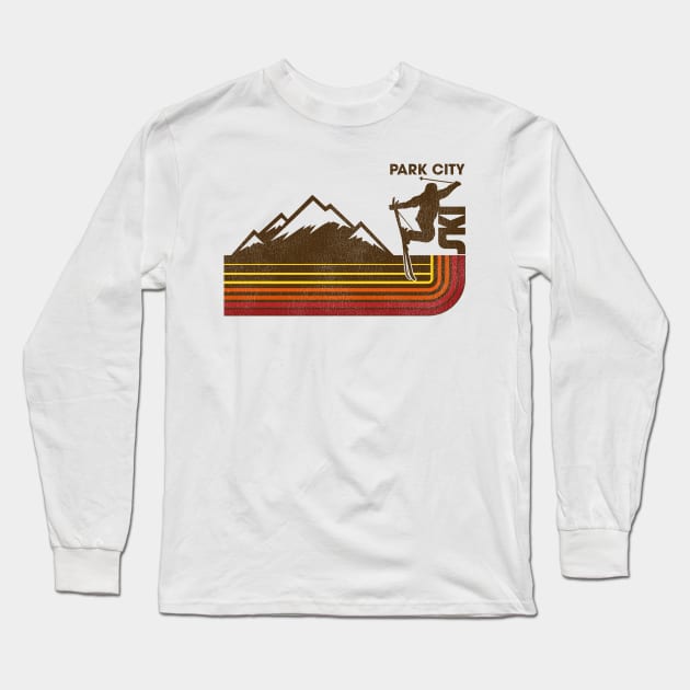 Retro Park City 70s/80s Style Skiing Stripe Long Sleeve T-Shirt by darklordpug